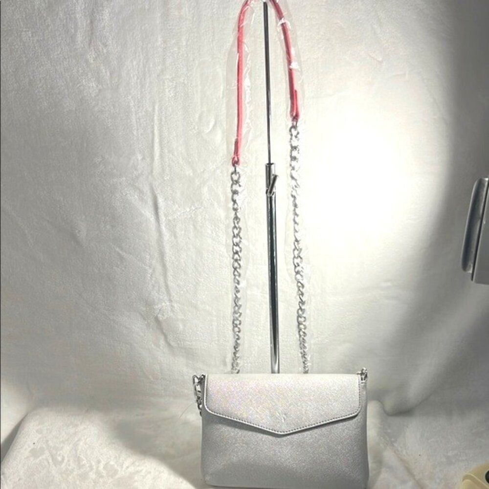 Anne Klein Silver Crossbody Bag with Chain Strap